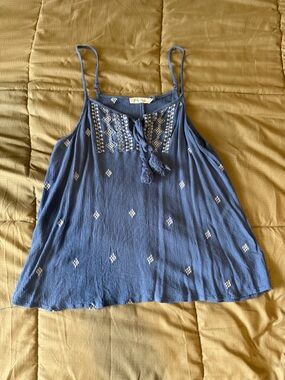 Chloe & Katie Blue Embroidered Tassel Camisole